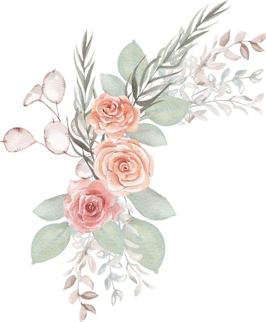 Watercolor blush roses floral arrangement